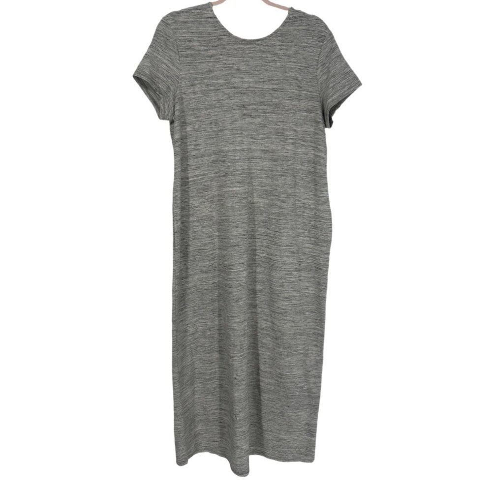 Pure Jill Women Gray Space Dye Knit Maxi Dress Medium Pima Cotton Modal - Picture 2 of 3